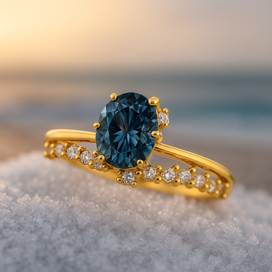 Stella di Mare – Elegant ring featuring azure gemstone and cubic zirconia