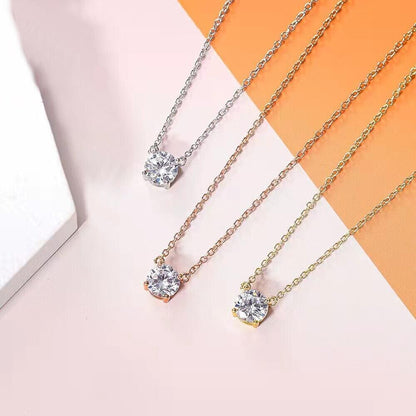 Clea™ | Gold Moissanite Stone Necklace
