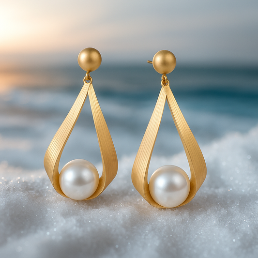 Celeste | Golden earrings with pearl