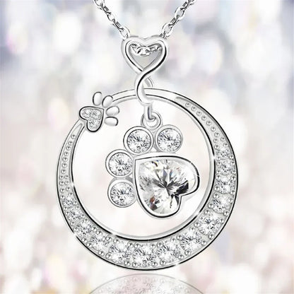 Seaton™ | Silver Paw Necklace with Zirconia