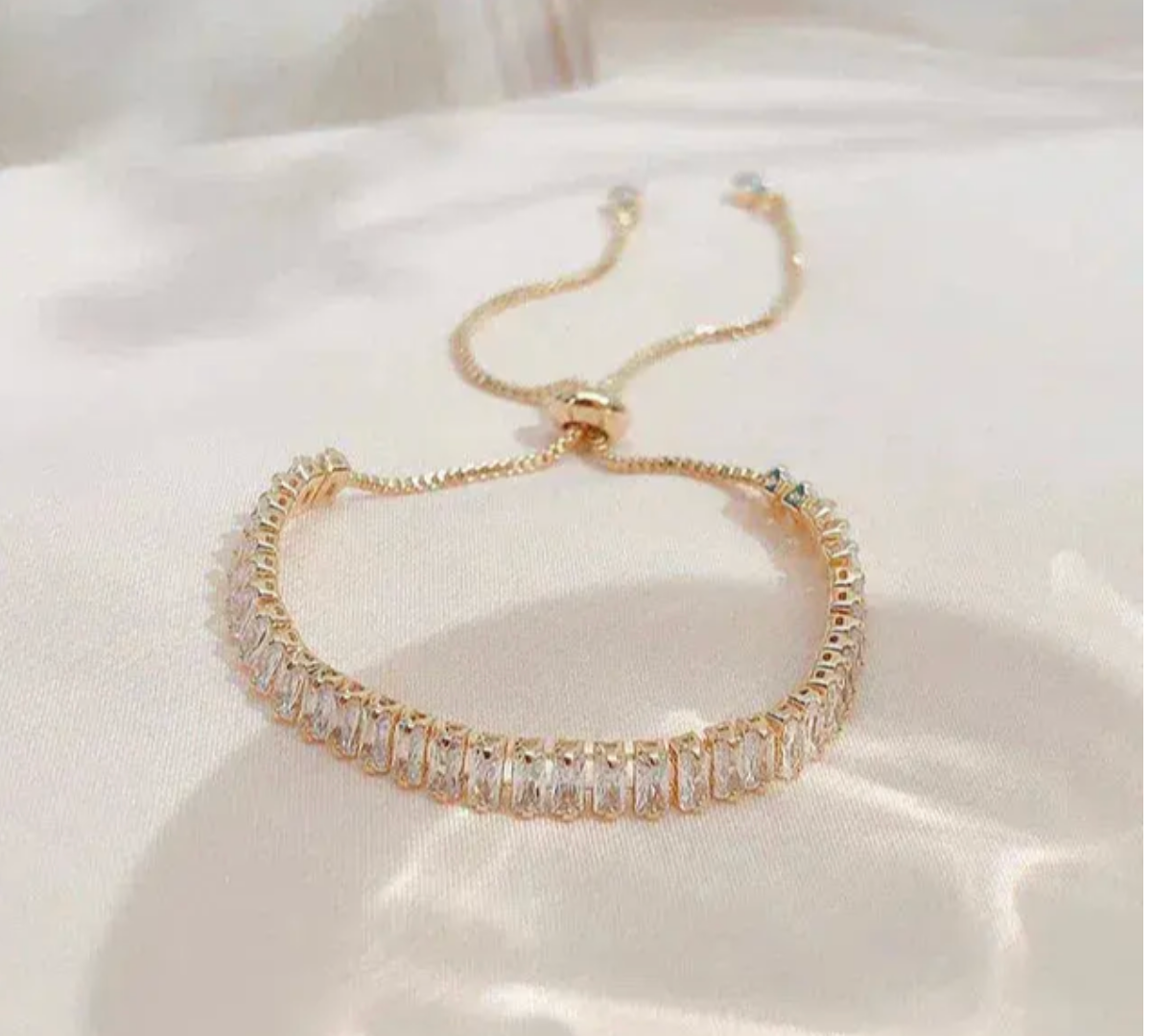 Adjustable Cubic Zirconia Bracelet in Gold and Silver